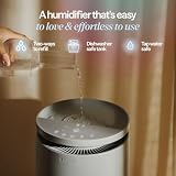 BLUEAIR Room Humidifier - DreamWell - 48Hr Top-Fill Mist-Free InvisibleMist Technology Aroma Stone for Essential Oils and Soothing Mood Lighting - Quiet Operation for Bedroom and Home Use, Grey