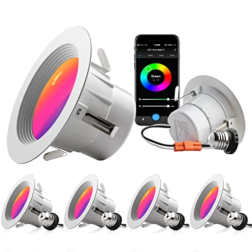 Bulbeats 4Pack Led Smart Recessed Lighting 4 Inch, 2700K-6500K+Rgbcw Color Changing Downlight, 9W 1000Lm Cri90+ Dimmable Retrofit Led Can Light Compatible With Alexa/Google, Wet Location Rated #TOP26