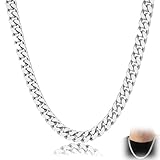 cuhostki Silver Cuban Link Chain,316L Stainless Steel Boys Silver Chain Necklace, Hip Hop Jewellery for Men Women, Super Sturdy Shiny Mens Necklaces