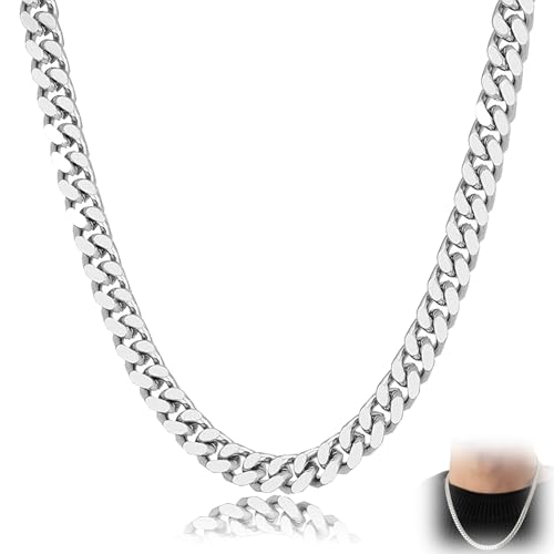 cuhostki Silver Cuban Link Chain,316L Stainless Steel Boys S