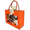 FodPand Tote Bags Reusable Shopping Bag Grocery Bag Vintage Record Player Felt Handbags Storage Bags Fruit Orange #5
