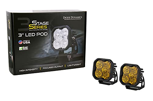 Diode Dynamics Stage Series 3in SAE Yellow Pro LED Pod (pair), SAE Fog Pro