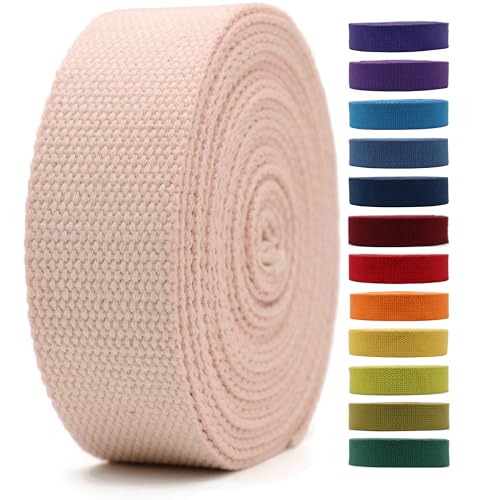 2" & 1.5'' & 1" Cotton Webbing - 5 Yards - 50+ Colors -%100 Natural Cotton - Turkish Woven - Heavy Duty 1 Inch 1.5 Inch 2 Inch Canvas Webbing for Sewing Straps Bag Climbing Indoors Craft DIY 11194…