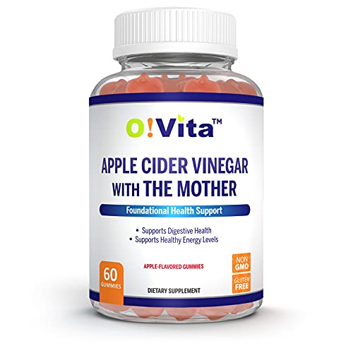 O!Vita Apple Cider Vinegar Gummies With The Mother, Gluten Free, Vegan, Made With Pomagranate, Beet Root, And Vitamin B12 For Energy - 60 Non-Gmo Apple Flavored Gummies, Up To 2-Month Supply #TOP1
