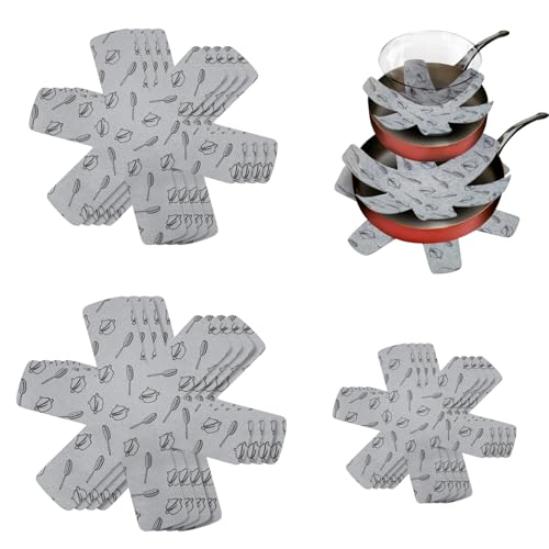 shallyong Poele Protection, 12 Pièces Protege Poele Feutrine, Protection Poele et Casserole, Protège-Poêles, Protections de Casseroles Anti-Rayures, 3 Tailles...