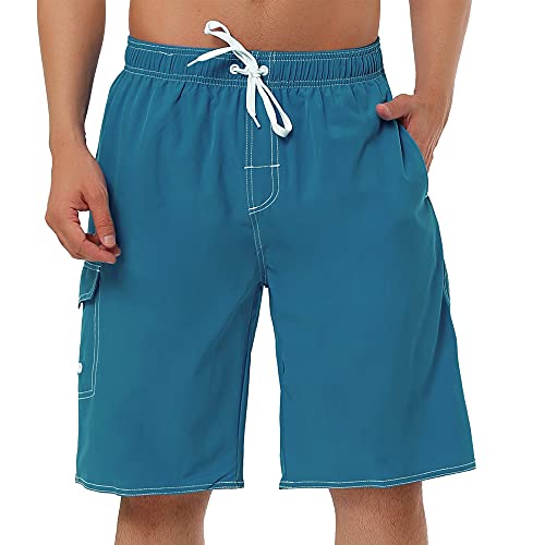 Lars Amadeus Men's Summer Solid Shorts Drawstring Elastic Waist Swim Beach Board Shorts