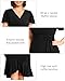 Plus Size Wedding Guest Dresses Women Black Wrap V-Neck Cocktail Formal Summer Short Sleeve High Low Split Ruffle Dress