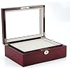 Deluxe Jewelry Cufflinks Collector's Storage Presentation Box Case Mahogany Double-Decker Gift