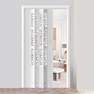 Jievmrs Falttür Ahornblatt-Muster Schiebetür 71x80in