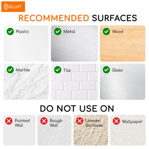 Image of GLUIT Adhesive Wall Hooks for Hanging Heavy Duty No Drill, 22 lbs, 6 pcs
