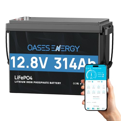 Oasesenergy Bluetooth 12V 300Ah(314Ah) LiFePO4 Batterie, BMS 200A amélioré, jusqu'à 15000 Cycles, Batterie au Lithium 4019Wh, pour Les systèmes solaires Camping-Cars, caravanes, Bateaux, Camping