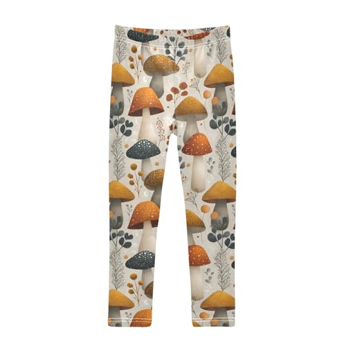 Girls Leggings Mushrooms Leaves Soft Toddler Leggings for Girls Kids Pants Size 4T-10T