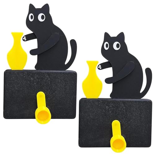 Cat Knocking Over Vase, Gato Empujando un Florero, Imanes Impresos en 3D, Imán Interactivo Único con Temática de Gatito para Decorar el Hogar y la Oficina - Regalo Divertido(Vase - yellow*2)