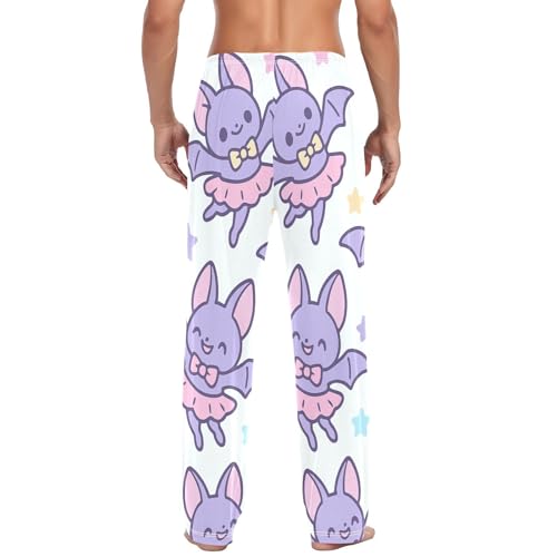 Halloween Bat Ballet Men's Pajama Bottoms Plaid Pajamas Pants for Men Soft Long Lounge Woven Pj Sleep Pant with Pockets3