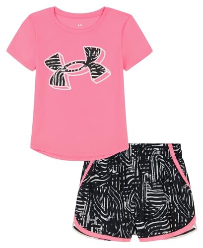 Image of Under Armour Girl's 2-piece Short Sleeve Tee and Shorts Set, Lightweight and Comfortable