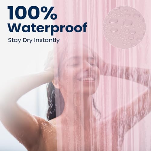 Image of downluxe Shower Curtain Liner, PEVA Plastic Shower Liner with 3 Magnets, 72 inch x 72 inch Waterproof Bathroom Curtain, Pink, 1 Pack