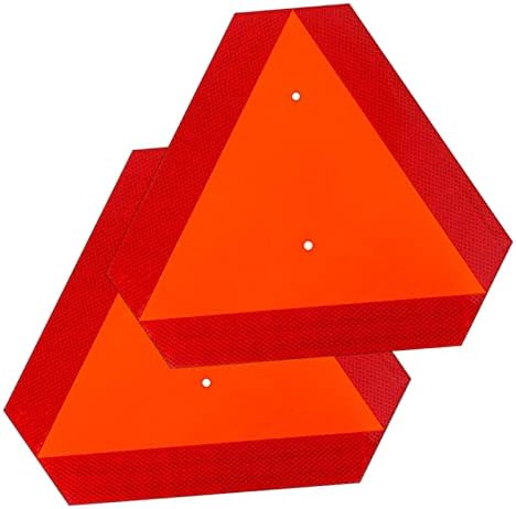 2 Pack Slow Moving Vehicle Sign Safety Triangle Road Sign with Reflective,Plastic 14"x16" Up to 7 Years Outdoor for Golf Cart Tractor UTV