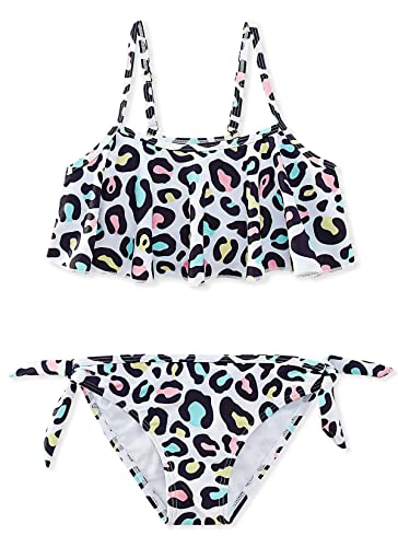 Funnycokid Girls Bathing Suits Leopard Bikini Set Swimsuits Size 9 Size 10 Kids Two Pieces Swimwear 9-10 Years #TOP20