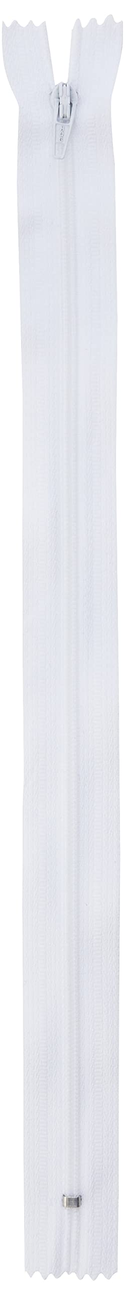 Trimz 30cm (~12inch) White one Way end Stop Zip with 4mm Teeth 10Pcs, Polyester, 30 cm