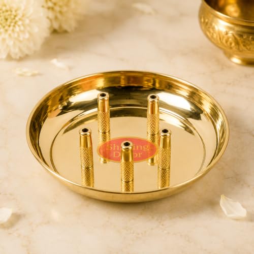 Bhimonee Decor 0.8-Inch Pure Brass Agardan Plate – Incense Ash Ca...