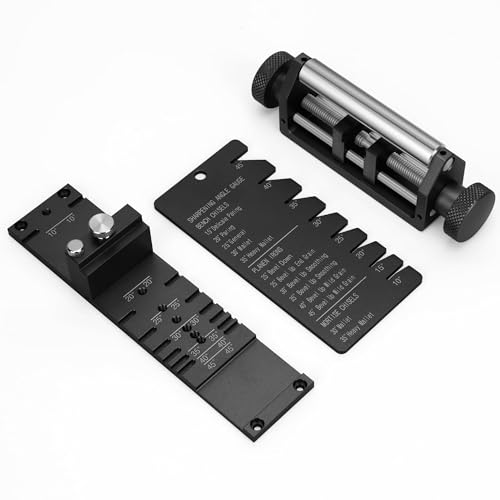 Chisel Sharpening Jig, Honing Guide for Woodworking Chisels and Planes Width 0.1" to 2.8" with Angle Fixture and Angle Gague, Metal Chisel Sharpening Kit, Black by DGBEN - Used condition - US$23.67