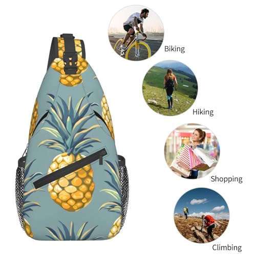 Bolso tipo bandolera con estampado de piña para mujer y hombre miniatura 6