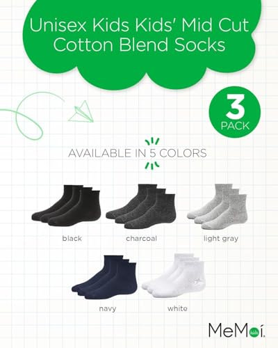 MeMoi Kids' 3 Pair Pack Mid Cut Cotton Blend Socks2