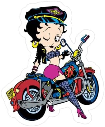 CafePress Betty Boop Biker Babe Small Die Cut Sticker, 3"x4" Matte Finish