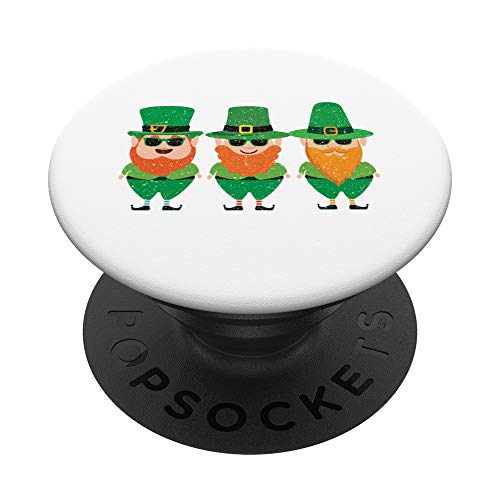 St Patricks Day Funny Elves Gnome Lucky Shamrock Irish PopSockets PopGrip - Support et Grip pour Smartphone/Tablette avec un Top Interchangeable