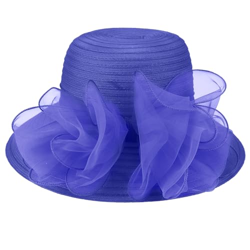 Image of DRESHOW Lady Derby Dress Church Bowler Cloche Hat Bowknot Organza Bridal Cap for Wedding