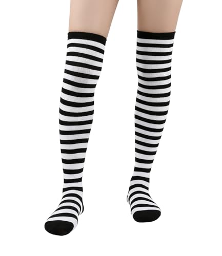 Image of Womens Thigh High Socks Athletic Stripe Cute Colorful Over the Knee High Sock Colorful Long Tube Sock