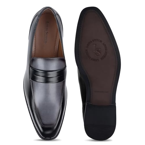 Image of LOUIS STITCH Men's Formal Shoes - Leatherette, Breathable Lining, Moccasins Style | Comfortable for Business, Casual, Parties | Double Tone Finishing (SXMCDS)