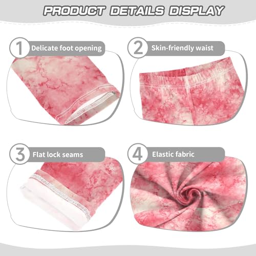 Boccsty Red Tie Dye Pink Highlights Girls Leggings Kids Yoga Pants Dance Active Tights 4T3