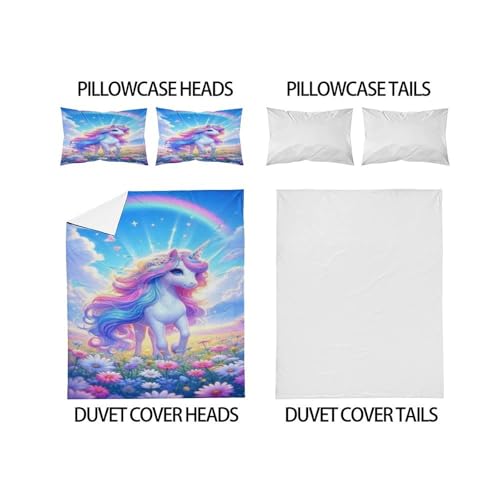 Housse de couette licorne lit king parure de lit 3 pièces imprimé animalier