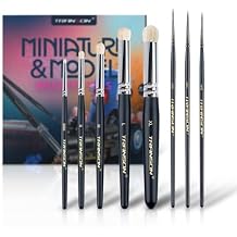 Transon 8pcs Miniature Painting Dry Brush Set with 5 Drybrushes and 3 Small Detail Brushes for Model Making and Miniature Model Painting