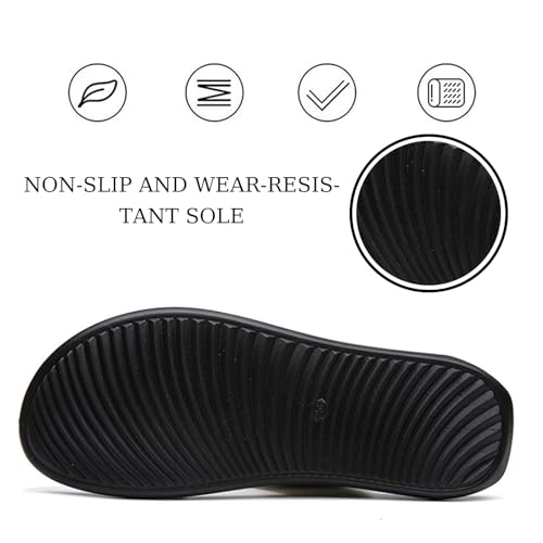 Men'S Leather Flat-Soled Slide Sandals Summer Breathable Open-Toe Comfortable Non-Slip Slip-On Lightweight Casual Slippers Walking Work Beach Sandals4