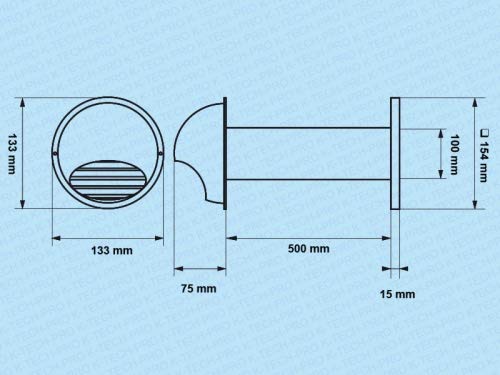 Zuluft Mauerkasten EZM Wanddurchführung Passivlüftung System Ø 150, Ausführung mit Isolierrohr (Schall und Wärme)
