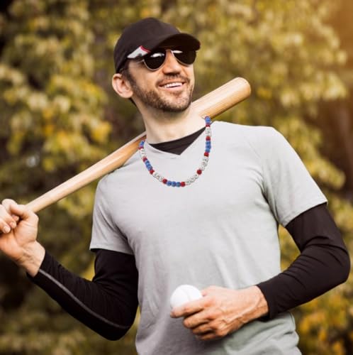 1-4 Pcs Baseball Beaded Necklace for Men - Bling Ice Collection Rhinestone Discoball Inspired Baseball Team Lovers Necklace4