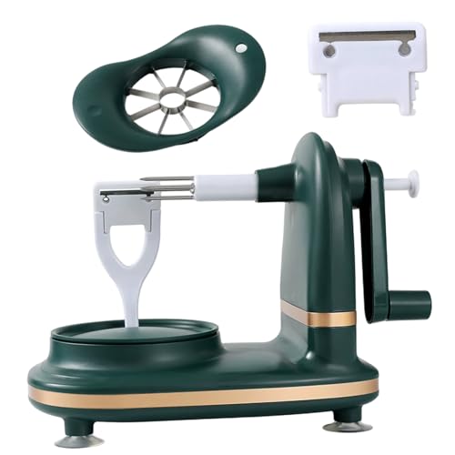 Obstschälmaschine, handgekurbelter Birnenschäler, Schneidemaschine mit rutschfester Saugnapfbasis, Multifunktions-Schälmaschine für Heimküchenwerkzeug, dunkelgrüne...
