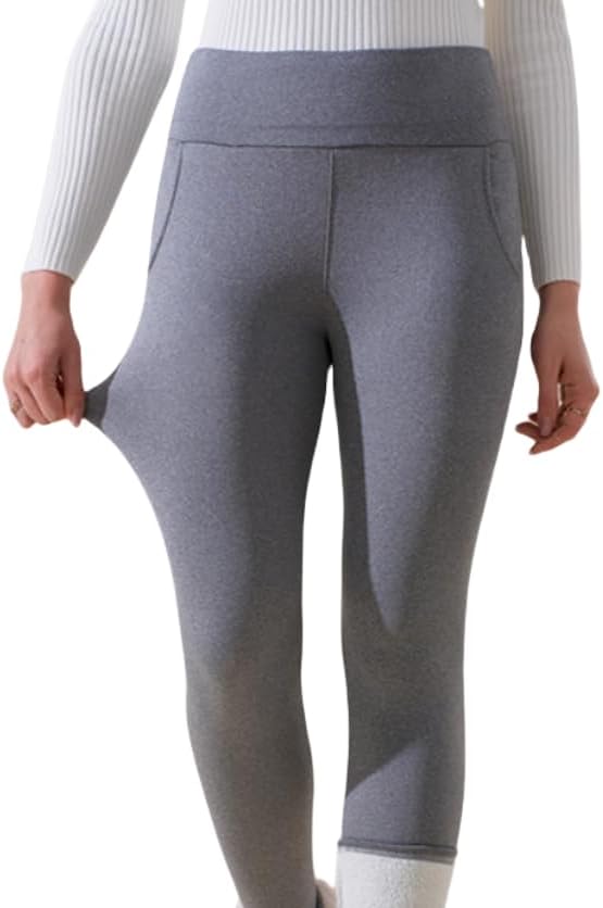 Winter Fleece Women's Pocket high Waist Elastic Hip Lifting Shape Belly Warm and Cold-Proof Trousers