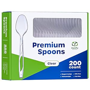 Comfy Package, [200 Count] Premium Heavyweight Disposable Clear Plastic Spoons