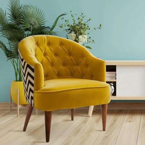 Image of Living Room | Lounge Chair| Tufted Buttons Backrest | Internal Structure | Solid Wood | Accent Chair | for Home & Furniture | Outdoor & Indoor | Durable | Modern Design