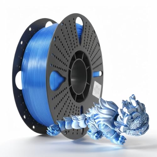 3D Printer Filament Silk Blue PLA Filament 1.75MM 1kg, ±0.02MM Accuracy, Blue Silver 3D Printing Filament Compatible with Most Mainstream FDM 3D Printers