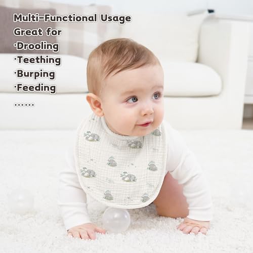 Image of Susurration Muslin Baby Drool Bibs 10Pack Soft Square Adjustable Bandana Bibs for Unisex Baby Girls & Boys