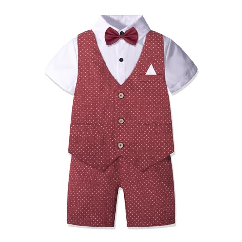 Image of Nwada Boys Suit Toddler Dress Clothes Shirt with Bow Tie, Dress Pants Sets Kids Gentleman Outfit suits