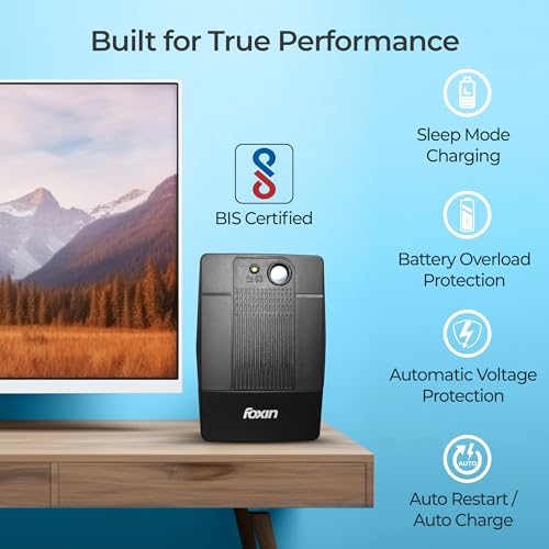 FOXIN UPS 600va 360W with LED Indicator, UPS for PC | Laptops | Gaming Computers | WiFi Routers & More | BIS Approved | 2 Years Warranty - Image 6