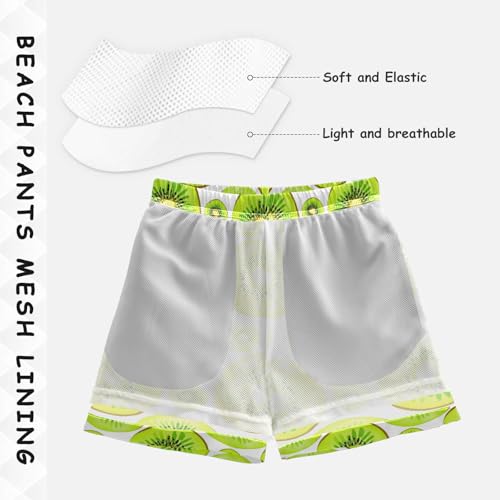 DOMIKING Fruit Kiwi Slice White Toddler Boys' Swim Trunks Mesh Lining Swim Shorts for Boys Kids Adjustable Waist4