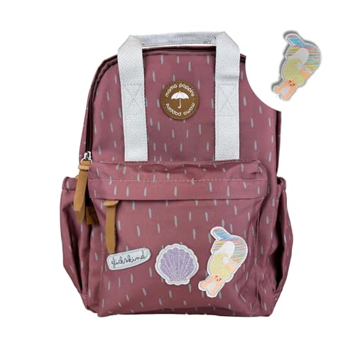 Mama Poppins Germany Kindergartenrucksack ab 3 Jahre | mit Glückskind und Meerjungfrau Patch (Koralle)