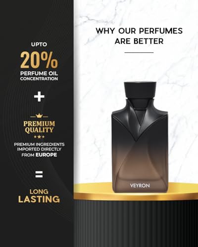 Image of Naseem VEYRON (Brown) Men's Aqua Perfume 90ml | Alcohol-Free Oriental Spicy Fragrance with Tonka Bean, Amberwood, Lavender & Mandarin | Long-Lasting Non-Alcoholic Scent