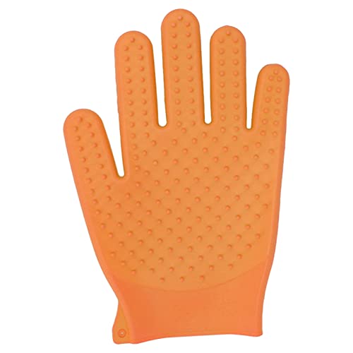 Gavigain Soft Pet Grooming Gloves, Cat Brushes Gloves for Gentle Shedding, Pet Hair Remover Tool, Deshedding Brush Gloves for Cats, Dogs, Rabbits and Horses(Orange)